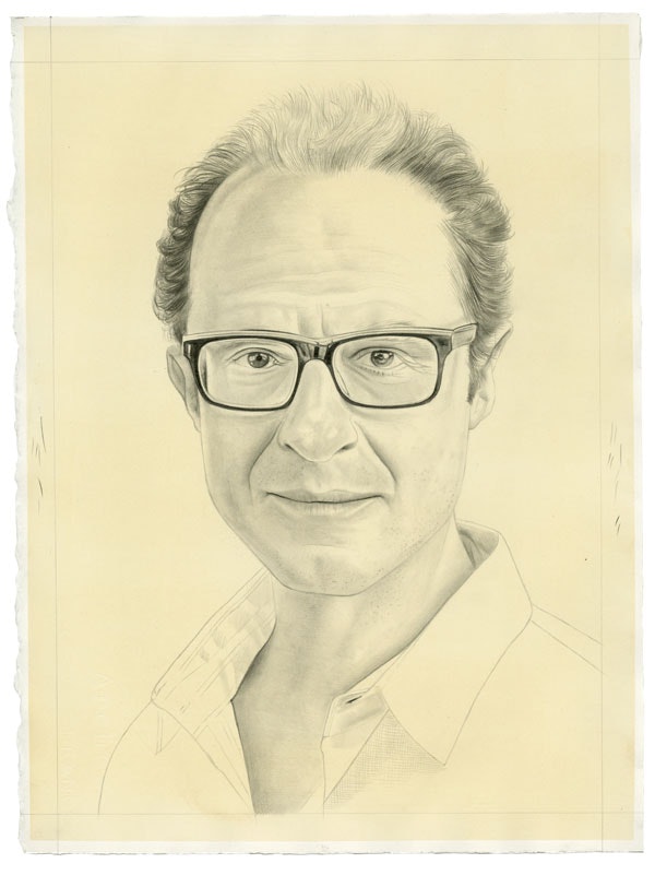 Portrait of Wayne Koestenbaum by Phong Bui, pencil on paper. From a photo by Taylor Dafoe.