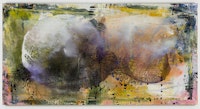 Jackie Saccoccio, <em>Profile (Pineapple, Cop 223)</em>, 2015. Oil and mica on linen, 79 × 152 inches. Courtesy 11R Eleven Rivington, New York, and Van Doren Waxter, New York.