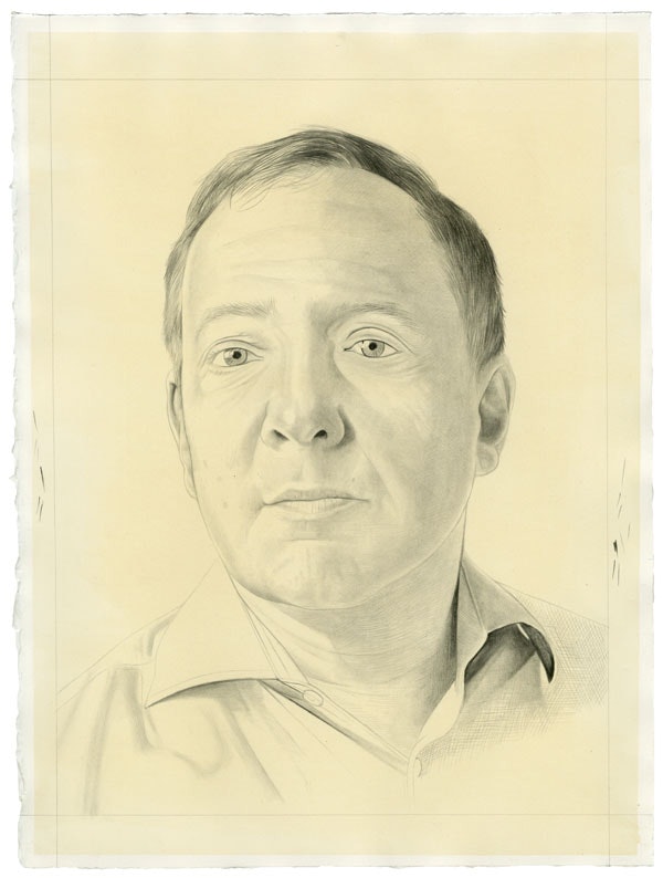 Portrait of Charles Duncan. Pencil on paper by Phong Bui. From a photo by Taylor Dafoe.