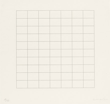 Agnes Martin, On a Clear Day, 1973. Portfolio of 30 screenprints, various composition dimensions: (ea. approx.: 12 1/8 x 12 in.). Courtesy Tate Modern, London. © 2015 Agnes Martin / Artists Rights Society (ARS), New York.