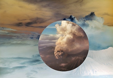 Meridel Rubenstein, <em>Mt. Bromo from above Encircled</em>, 2011. Dye sublimation on aluminum, edition 1/5, 31 x 45 1/2 inches.