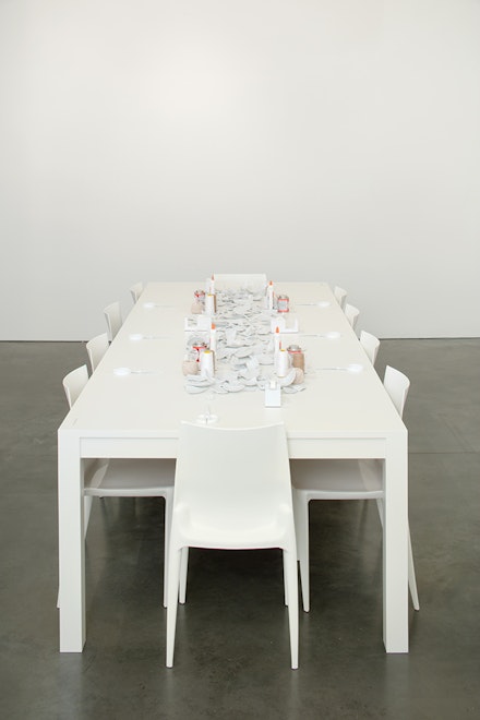 Yoko Ono, <em>Mend Piece</em>, 1966/2015. Ceramic, glue, tape, scissors, and twine. Dimensions variable. Courtesy Andrea Rosen Gallery, New York. (c) Yoko Ono. Photo: Pierre Le Hors. 