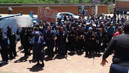 University workers’ demonstration against outsourcing.