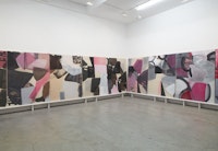 Amy Sillman, <em>Panorama</em>, 2015. Acrylic, gouache, and ink on inkjet-printed canvas, painted wood base; canvases: 79 × 59 inches each. Courtesy Sikkema Jenkins & Co.