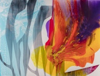 Carrie Moyer, <em>In a Cool Blaze</em>, 2015. Acrylic and glitter on canvas, 72 x 96 inches. Courtesy the artist and DC Moore Gallery, New York, NY.
