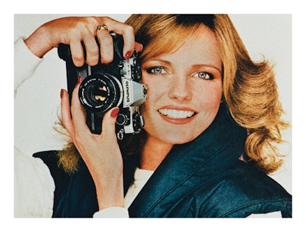 Anne Collier, <em>Woman With a Camera (Cheryl Tiegs/Olympus 1)</em>, 2008. Chromogenic print, 31 3/4 x 42 1/2 inches. © Anne Collier. Courtesy of the artist; Anton Kern Gallery, New York; Corvi-Mora, London; Marc Foxx, Los Angeles; The Modern Institute/ Toby Webster Ltd., Glasgow.