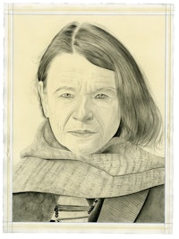 Portrait of Anne Waldman. Pencil on paper by Phong Bui. From a photo by Taylor Dafoe.