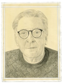 Portrait of Bill Conlon. Pencil on paper by Phong Bui. From a photo by Zack Garlitos.