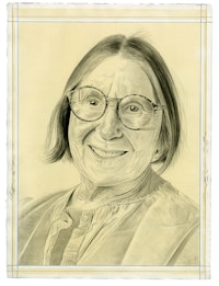 Portrait of Betty Woodman. Pencil on paper by Phong Bui. From a photo by Taylor Dafoe.
