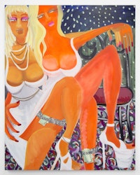 Chelsea Culprit, <em>Fake Twins with Spray Tans</em>, 2016. Oil and mixed media on canvas. 60 × 48 inches. Courtesy Queer Thoughts.