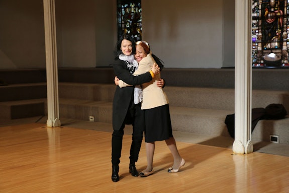 Tracie Morris and Anne Waldman, April 2014.
