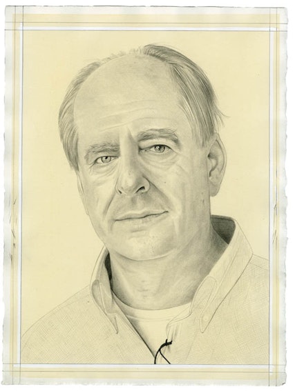 Portrait of William Kentridge. Pencil on paper by Phong Bui. From a photo by Marc Shoul.