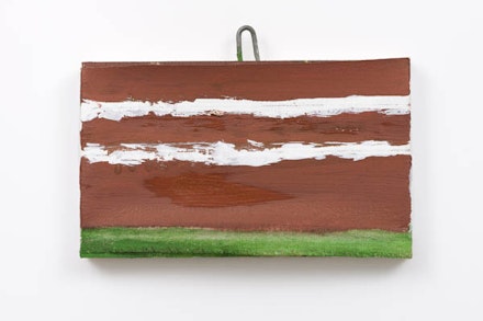 Raoul De Keyser, <em>Flooded in Brown</em>, 2012. Gesso and oil on canvas mounted on wooden panel. 5 1/8 x 8 1/2 inches. Courtesy David Zwirner Gallery, New York and London, and Zeno X Gallery, Antwerp.
