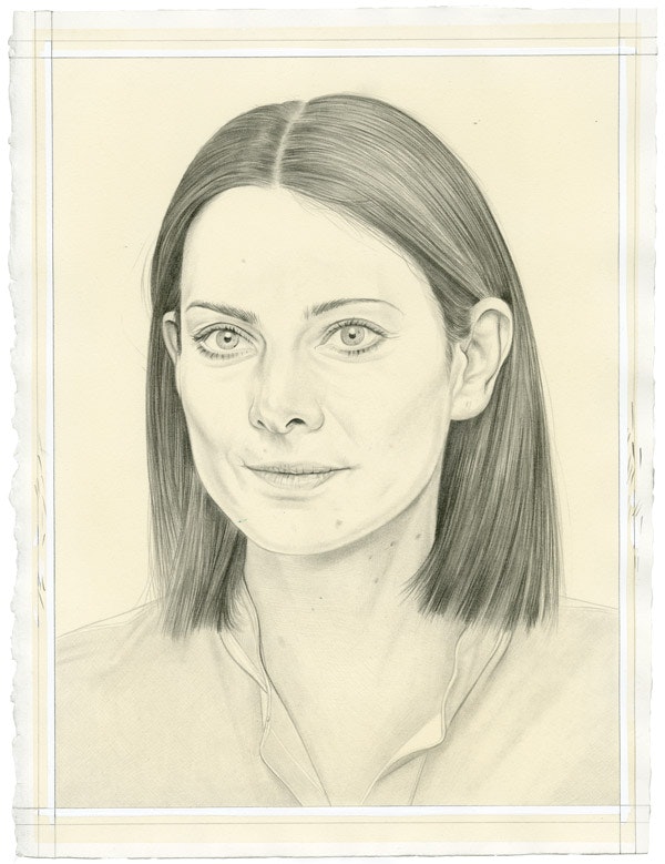Portrait of Bettina Pousttchi. Pencil on paper by Phong Bui. From a photo by Norman Konrad.
