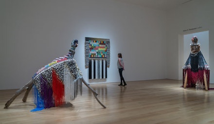 Installation view: Jeffrey Gibson in <em>Convene</em>, March 15 – May 22, 2016, Nerman Museum of Contemporary Art, Johnson County Community College, Overland Park, Kansas. Courtesy the Artist and Marc Straus Gallery. Photo: EG Schempf.