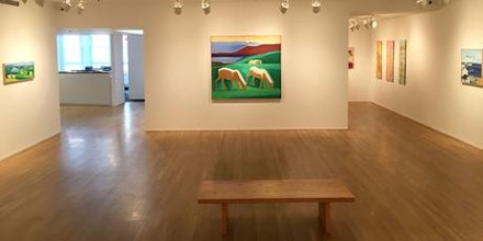 Installation view: <em>Louisa Matthíasdóttir: Icelandic Landscapes</em> and <em>Hildur Ásgeirsdóttir Jonsson: Woven Works</em>. Tibor de Nagy Gallery, May 5 – June 17, 2016. Courtesy Tibor de Nagy Gallery 
