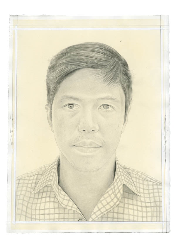Portrait of John Tain. Pencil on paper by Phong Bui. From a photo courtesy John Tain.