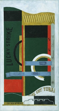 Stuart Davis, <i>Lucky Strike</i>, 1921. Oil on canvas. 33 1/4 x 18 inches. Courtesy The Museum of Modern Art, New York; gift of the American Tobacco Company, Inc., 1951. ©Estate of Stuart Davis / Licensed by VAGA, New York, NY.
