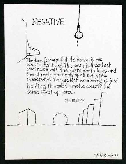 Philip Guston and Bill Berkson Collaboration, “Negative” (1973).