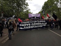 “Against the Labor Law: Sabotage—General Strike”