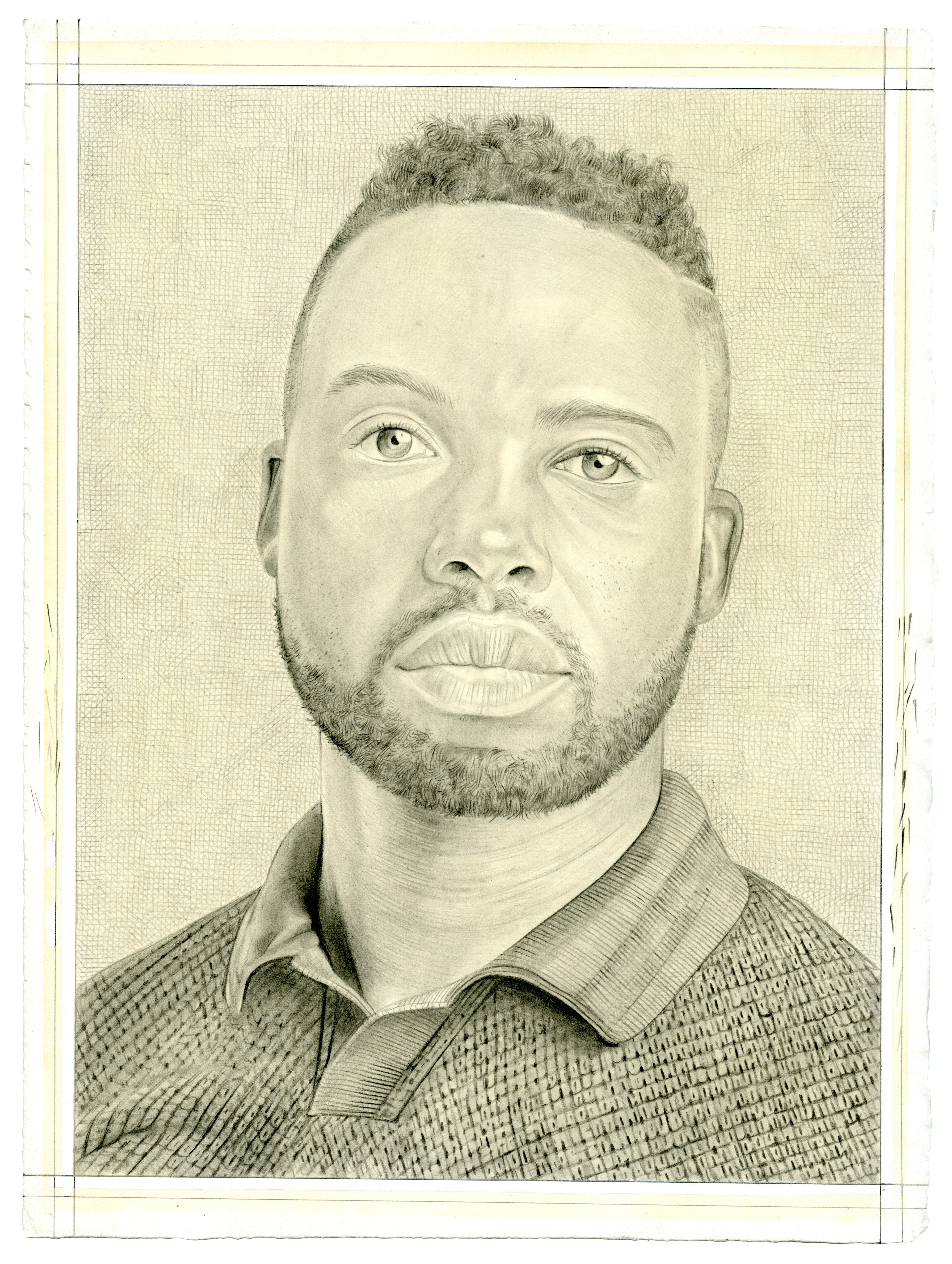 Portrait of Adam Pendleton. Pencil on paper by Phong Bui. From a photo by Taylor Dafoe.