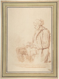Jean Honoré Fragonard, Seated Man Reading, 1774. Red chalk, 13 x 9 3/16 inches. Metmuseum.org under OASC.