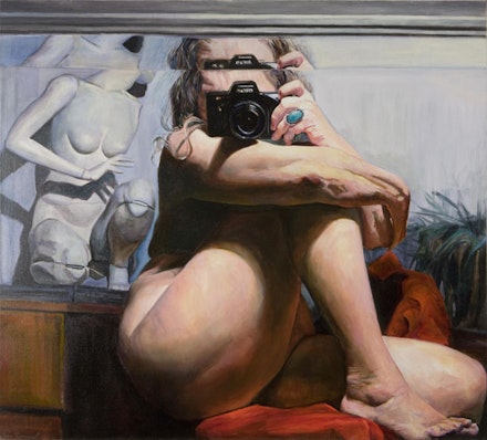 Joan Semmel, <em>Centered</em>, 2002. Oil on canvas. 48 × 53 inches. Courtesy Alexander Gray Associates. © 2016 Joan Semmel/Artists Rights Society (ARS), New York.