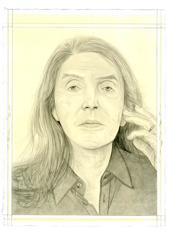 Portrait of Joan Semmel. Pencil on paper by Phong Bui. From a photo by Elfie Semotan.
