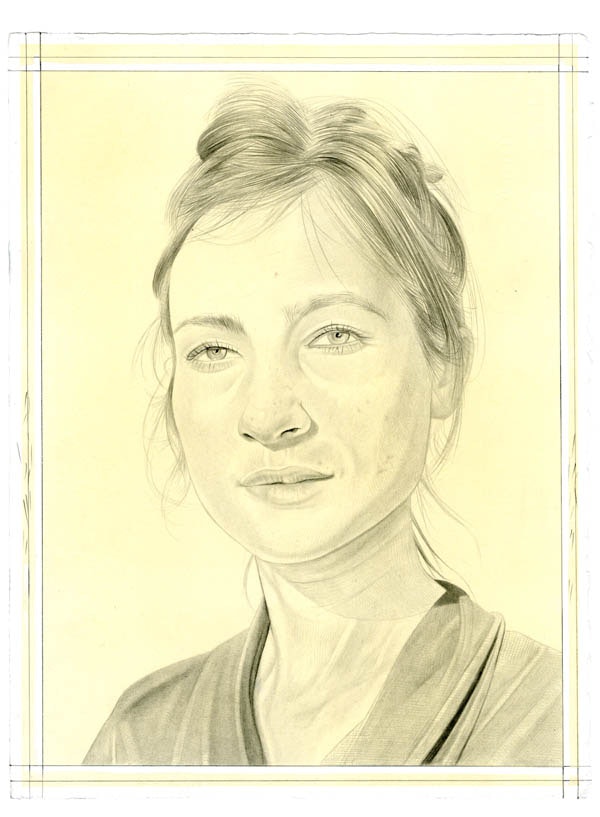 Portrait of Shahzia Sikander. Pencil on paper by Phong Bui.