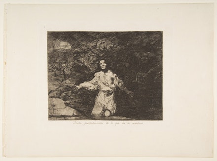 Francisco de Goya, Plate 1 from “The Disasters of War” (“Los Desastres de la Guerra”): <em>Sad forebodings of what is to happen</em>. (<em>Tristes presentimientos de lo que ha de acontecer</em>.), ca. 1815, published 1863. Etching, burin, drypoint, and burnisher. 9 15/16 × 13 1/2 inches. Purchase, Rogers Fund and Jacob H. Schiff Bequest, 1922. Metmuseum.org, OASC.