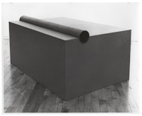 Donald Judd, <em>Untitled</em>, 1963. Oil on plywood with iron pipe. 22 1/8 × 45 3/8 x 30 1/2. Donald Judd Art © Judd Foundation. Image © Judd Foundation.