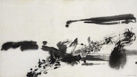 Zao Wou-Ki, <em>Sans titre (Untitled)</em>, 1972. India ink on paper. 26 3⁄16 × 47 1⁄16 inches. Private collection, Switzerland. ©Zao Wou-Ki ProLitteris, Zurich. Photo: Antoine Mercier.