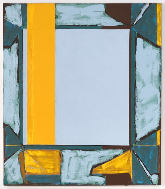 Julia Rommel, <em>My Stories, Your Semi-Autobiographical First Novel</em>, 2016. Oil on linen. 78 1/2 × 68 1/4 inches. Courtesy the artist and Bureau New York.