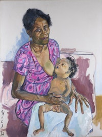Alice Neel, <em>Carmen and Judy</em>, 1972. Oil on canvas. 40 × 30 inches. Oklahoma City Museum of Art. Westheimer Family Collection. © The Estate of Alice Neel.