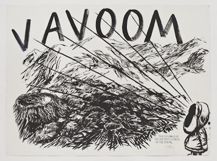 Raymond Pettibon,<em> No title (This feeling is)</em>, 2011. Pen and ink on paper, 37 1/4 × 49 1/2 inches. Aishti Foundation, Beirut, Lebanon. Courtesy the artist and Regen Projects.