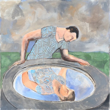 Sandro Chia, <em>Looking At</em>, 2017. Oil on Canvas. 39 x 39 inches. Courtesy the artist and Marc Straus Gallery.