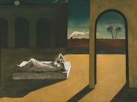 Giorgio de Chirico, <em>La ricompensa dell’indovino</em> (The Soothsayer’s Recompense), 1913. Oil on canvas, 53.4 × 70.9 inches. Philadelphia Museum of Art: The Louise and Walter Arensberg Collection, 1950. © 2016 Artists Rights Society (ARS), New York / SIAE, Rome. Courtesy of the Philadelphia Museum of Art.