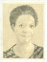 Portrait of Thelma Golden. Pencil on paper by Phong Bui.