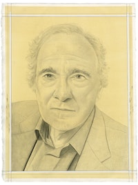 Portrait of Donald Kuspit. Pencil on paper by Phong Bui. From a photo by Chris Felver.
