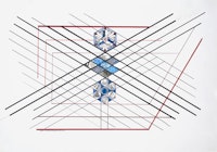 Monir Shahroudy Farmanfarmaian, <em>Untitled</em>, 2012. Felt marker, colored pencil, and mirror on paper. 27 1/2 x 39 1/3 inches. Private Collection, California. Courtesy the artist and the Third Line. Photo: Charles Benton.