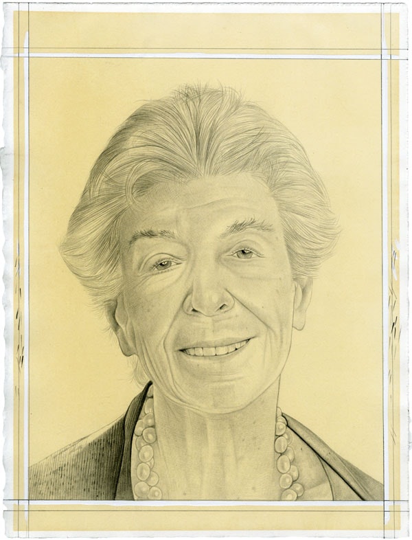 Portrait of Joan Davidson. Pencil on paper by Phong Bui.