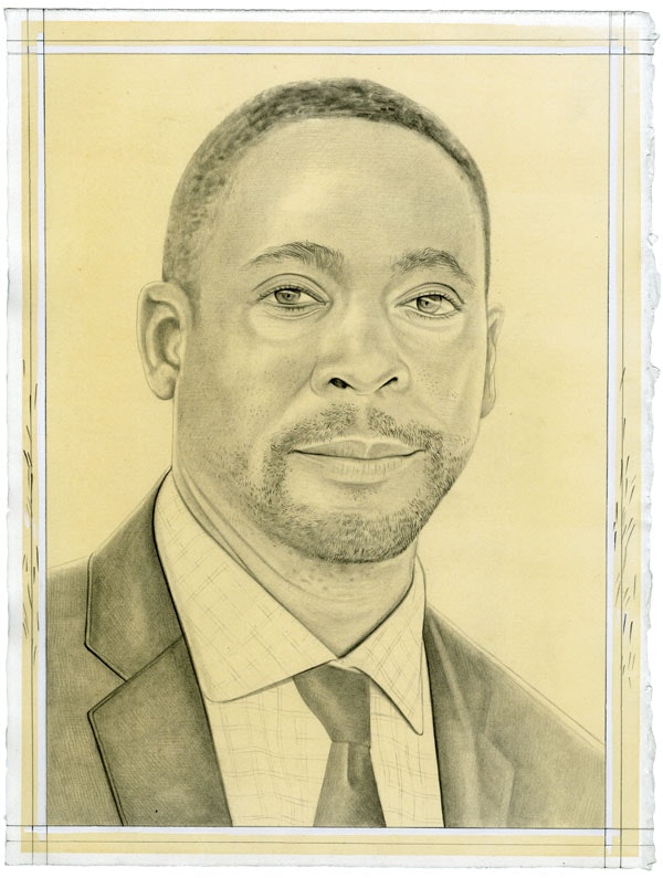 Portrait of Franklin Sirmans. Pencil on paper by Phong Bui.
