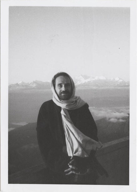 John Giorno in front of Mt. Everest, 1971.