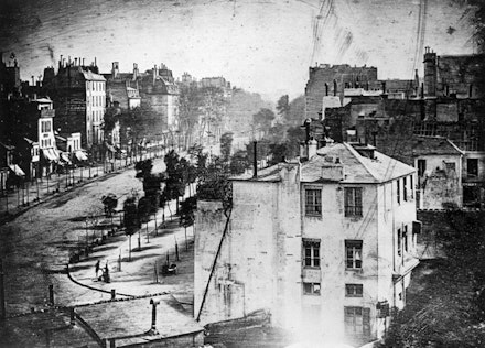 Louis-Jacques-Mandé Daguerre, <em>View of the boulevard du Temple, Paris</em>, 1838. 
