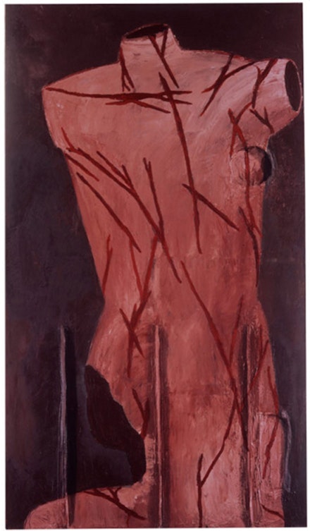 Julian Schnabel, <em>Saint Sebastian</em>, 1979. Oil and wax on canvas, 111 x 66 in. © Julian Schnabel Studio