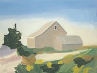 Maureen Gallace, <em>Summer House / Dunes</em>, 2009, oil on panel. Courtesy the artist and 303 Gallery.
