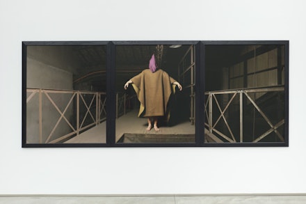 Andres Serrano, <em>Untitled X-1, 3, 2 (triptych) (Torture)</em>, 2015. Pigment print, back-mounted on dibond, wooden frame, 60 x 50 inches each. Courtesy of the artist.