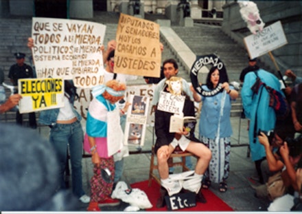 Etcétera, <i>Mierdazo</i> [Big Shit], protest performance in front of the Argentine National Congress building, 2002. Courtesy the Grupo Etcétera archive.