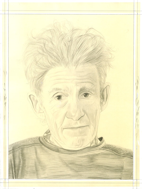 Portrait of Larry Poons, pencil on paper by Phong Bui.