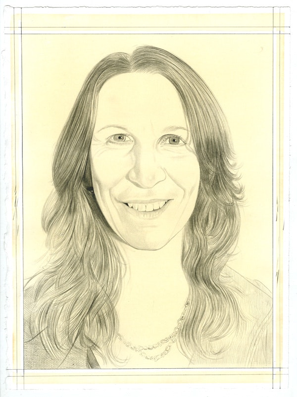 Portrait of Janet Biggs, pencil on paper by Phong Bui.